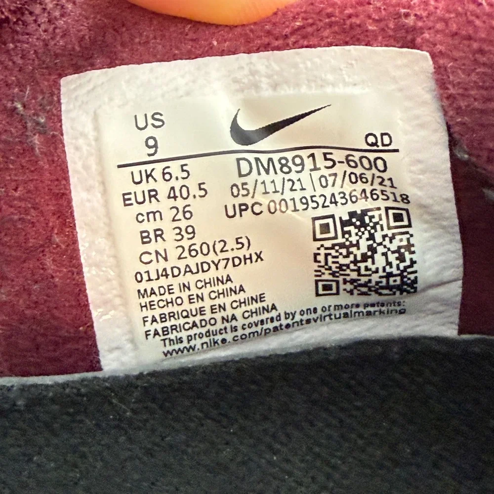 Nike Free Run 2 Womens size 9 Burgundy Maroon‎ DM8915-600 Running Athletic Shoes